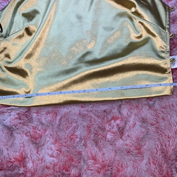 ‼️SOLD‼️ Better Be Metallic Gold Tie Back Crop Top Size Small for Women - Picture 8 of 10